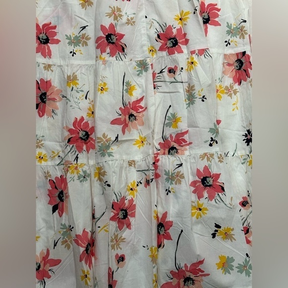 Gap Tiered Midi Dress Floral Skirt Button Front Back Zipper Sleeveless NWT - Picture 7 of 11